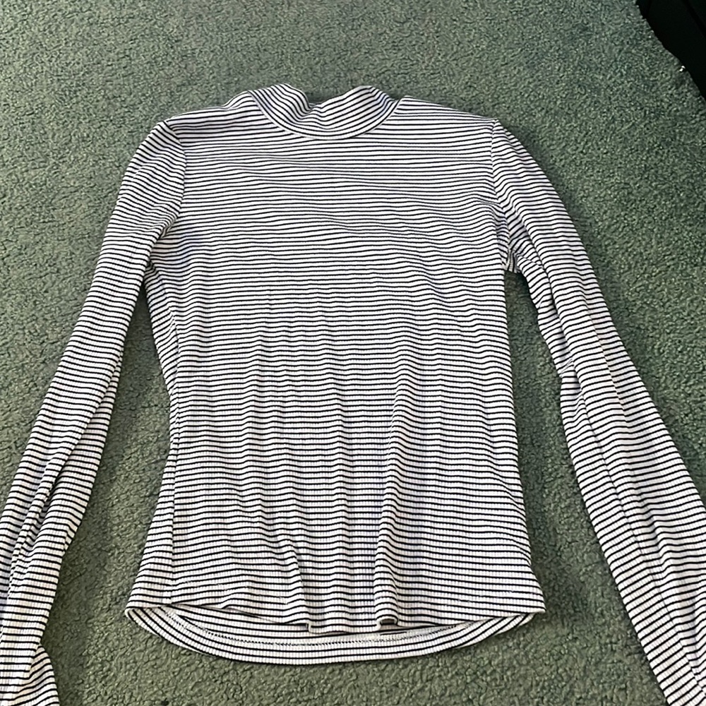 Charlotte Russe striped mock neck tee